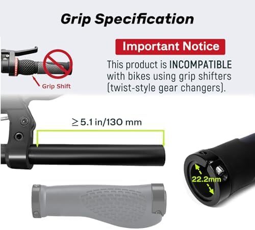 Bike Handlebar Grips,Ergonomic Design,Aluminum Double Lock-on,Mountain Bike Grip