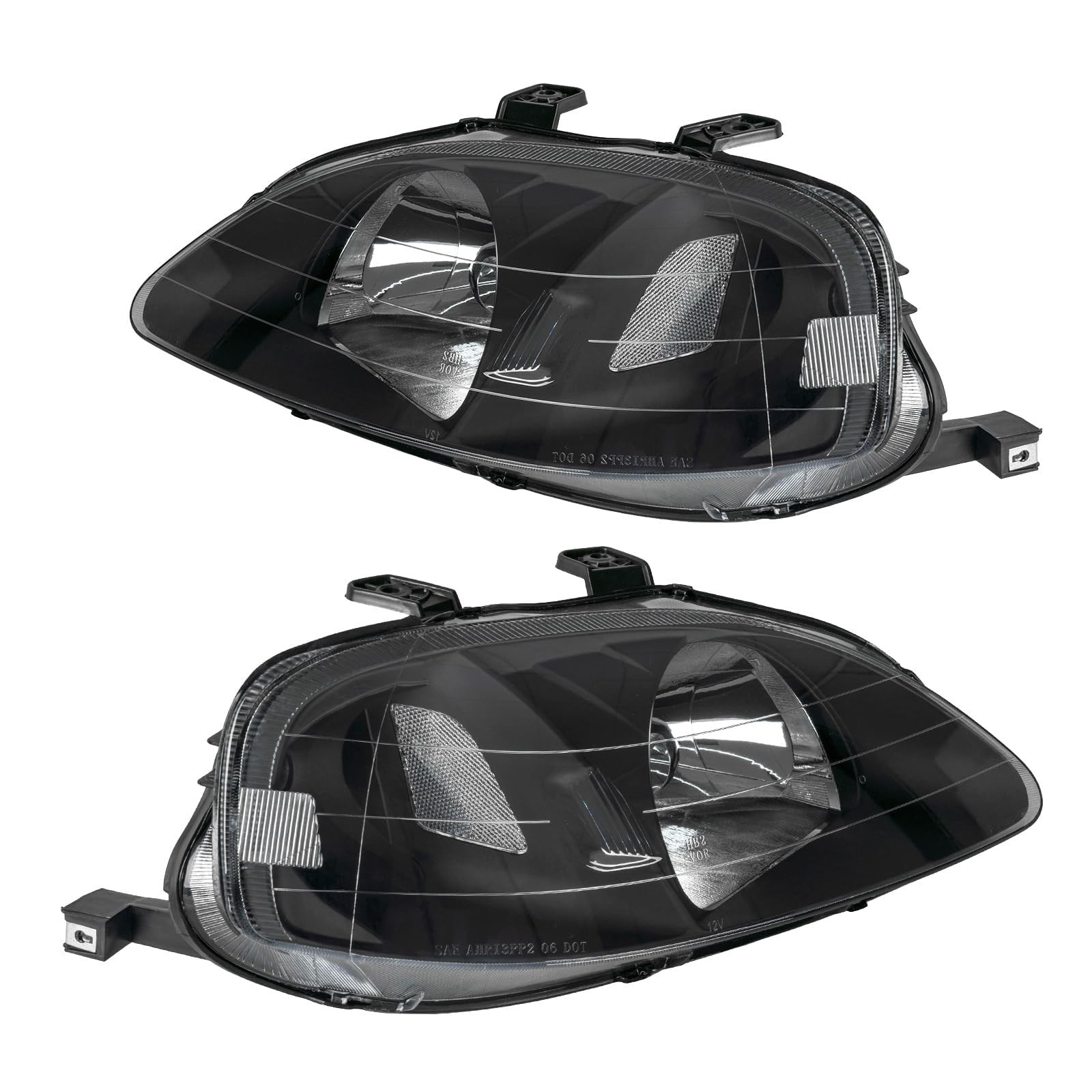 KAC Headlight Assembly Set, Compatible with 1999-2000 Honda Civic, Black Hous…