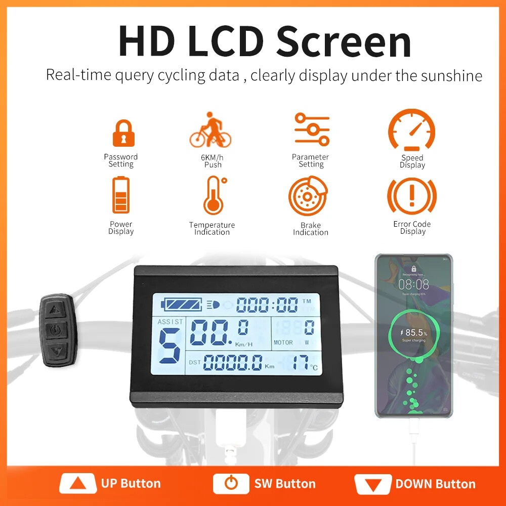 E-bike 15A 17A 22A 250W-500W Controller and 36V/48V LCD3U LCD7U LCD8HU Display