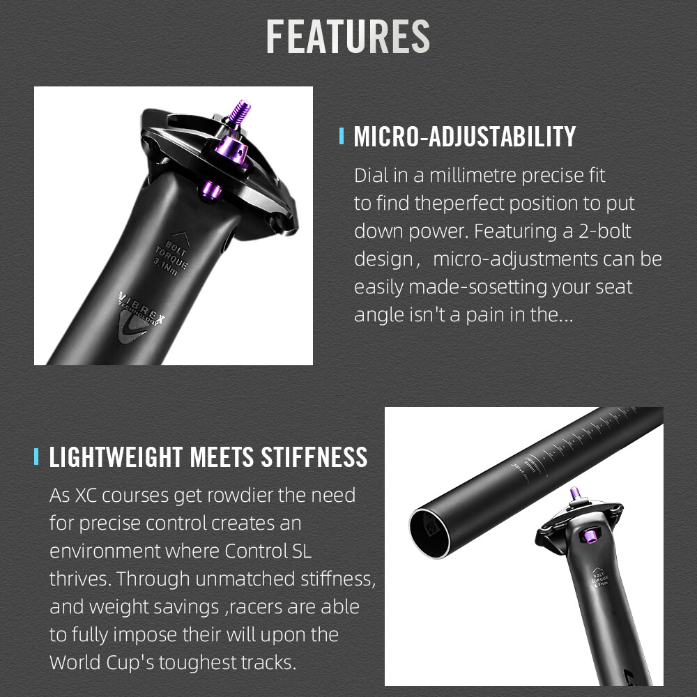 Bicycle Seatpost Carbon 27.2/31.6mm Mountain Bike/Gravel/Road Bike Seat Tube