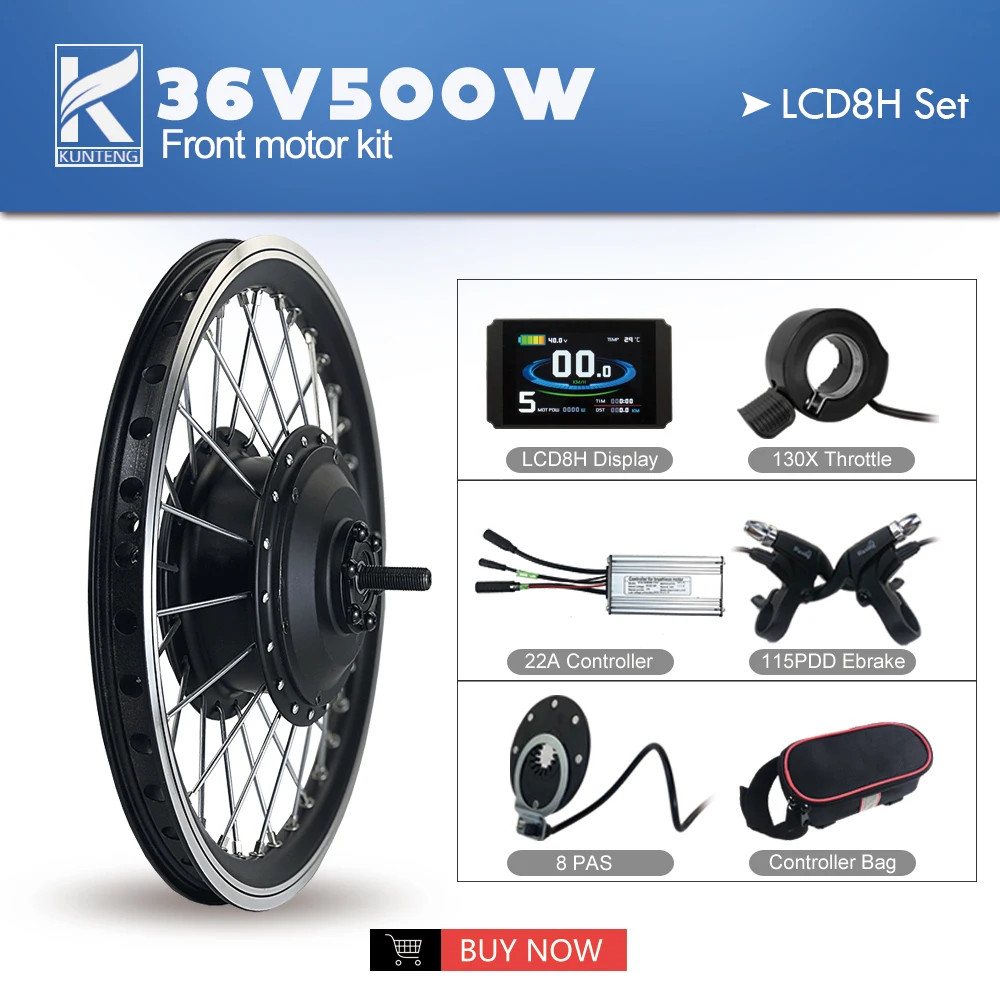 Electric Bike Conversion Kit 500W Front Hub Motor Wheel 36V 48V Waterproof Plug
