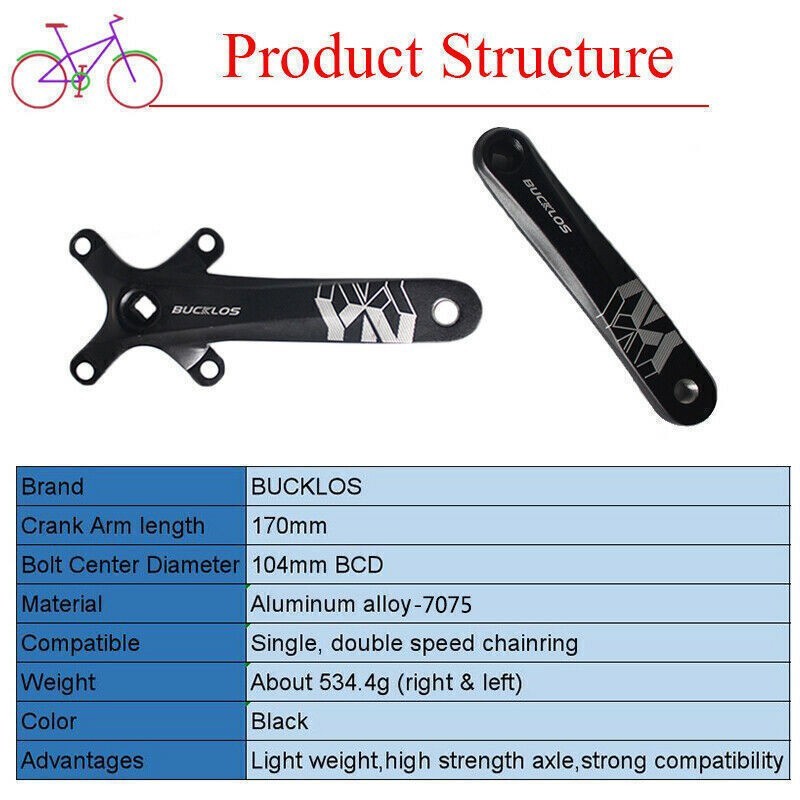 For Shimano MTB Crank 104BCD Single Crankset 30-42T Narrow Wide Chain Chainring