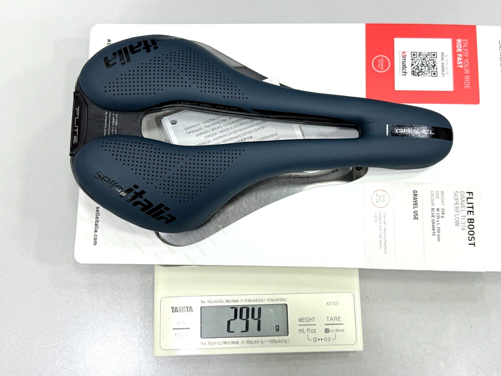 Selle Italia Flite Boost Gravel Ti316 Superflow S3 135x250mm Saddle Blue Granit