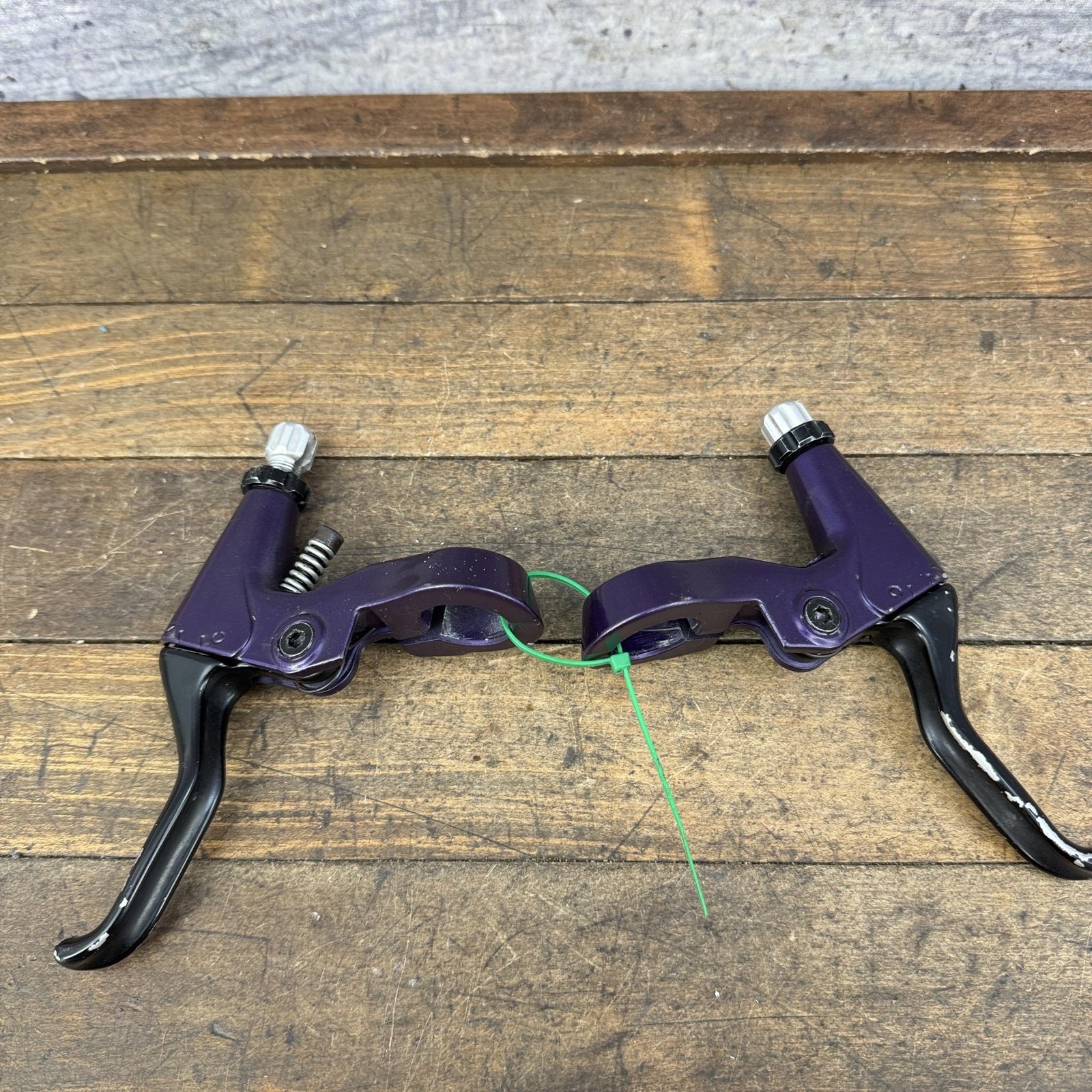 Vintage Tektro Brake Levers Pair Purple Flat Bar MTB BMX Bike Painted