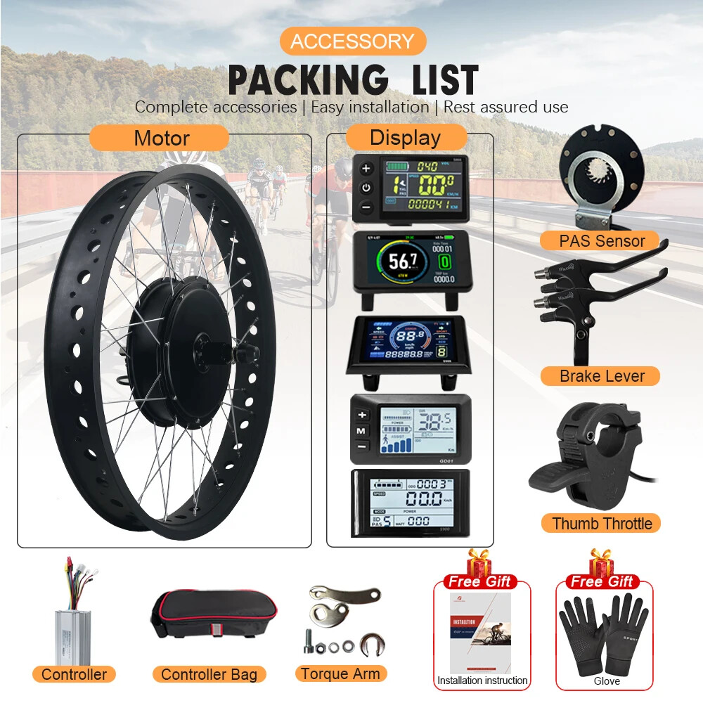 48V 1500W 4.0 Fat Tire Snow Bike Ebike Rear Cassette Hub Motor Wheel Kit