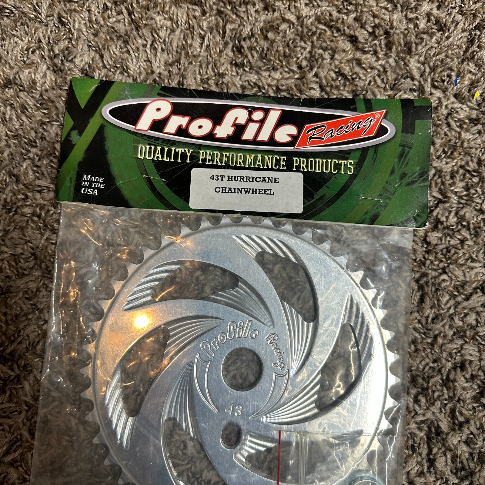 Vintage Profile Racing BMX 43T Chainwheel Sprocket Hurricane Polished Mid School