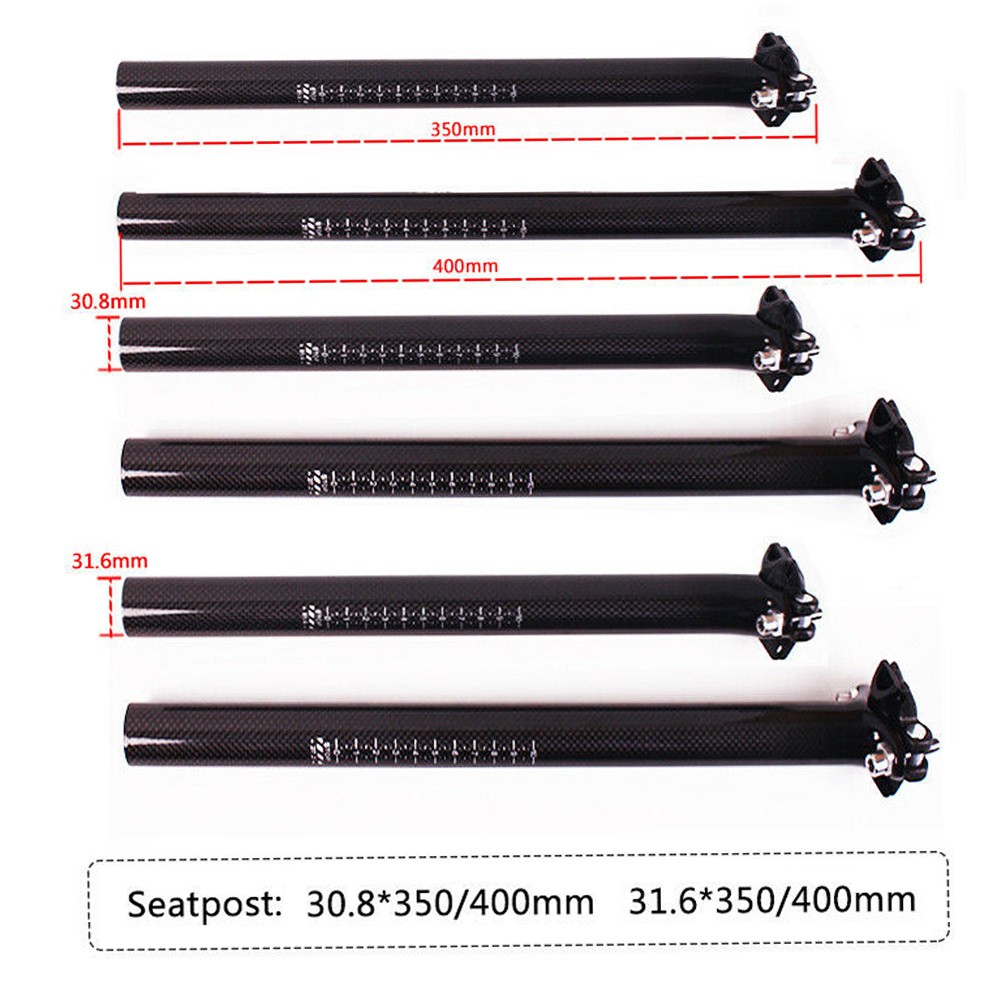 27.2/30.8/31.6mm Seatpost Carbon Fiber 350/400mm MTB Road Bike Seat Tube Clamp