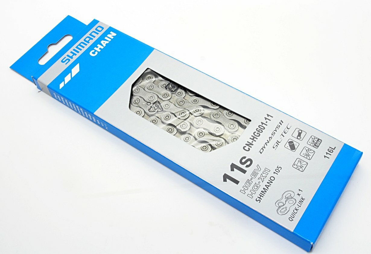 Shimano CN-HG601-11 SIL-TEC 11 Speed Chain w/ Chain Quick Link 1 Pair, 116 Links