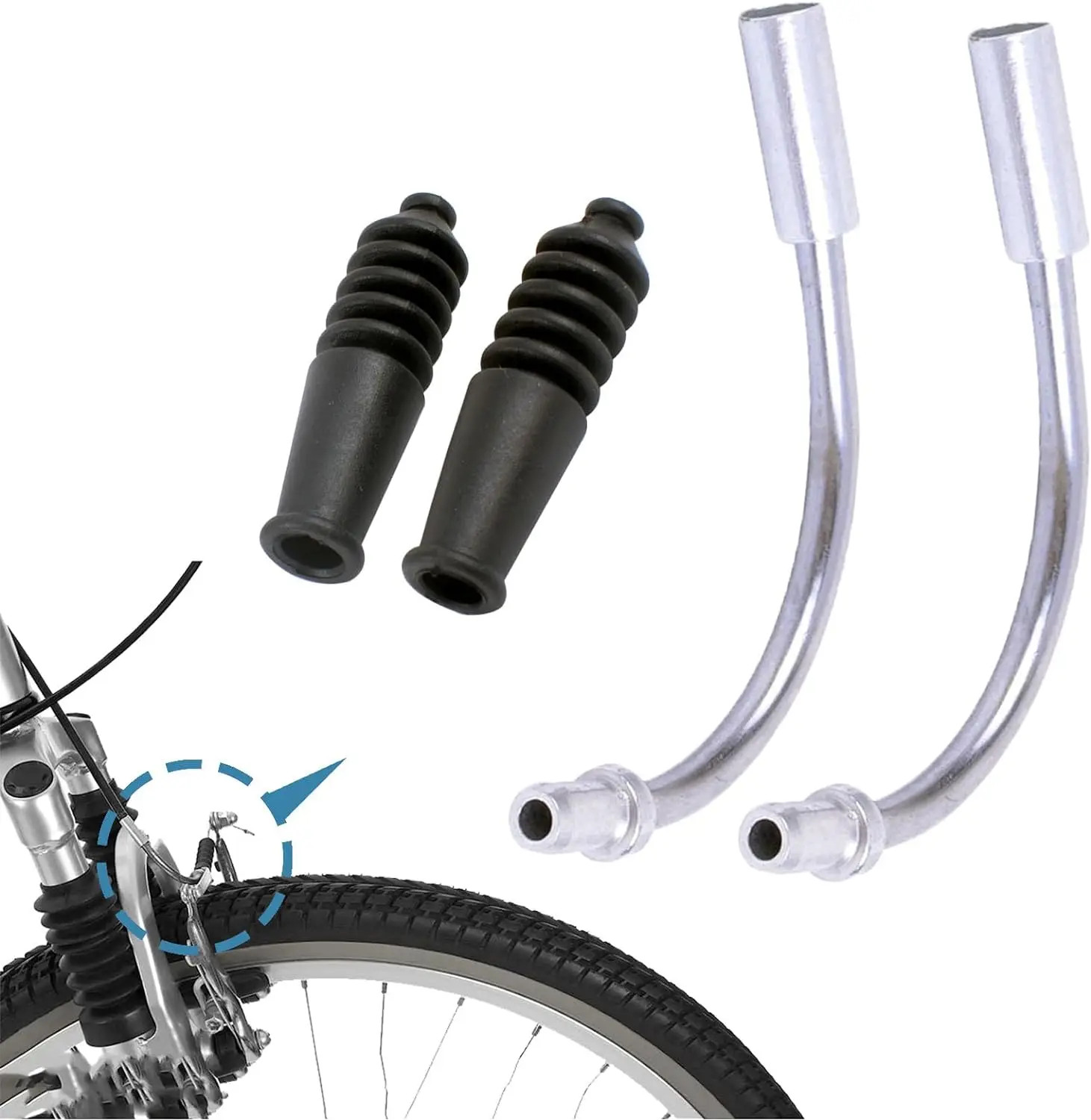 V Brake Noodle & Boot Set MTB Bike Cable Guide Tube 1-10 Sets