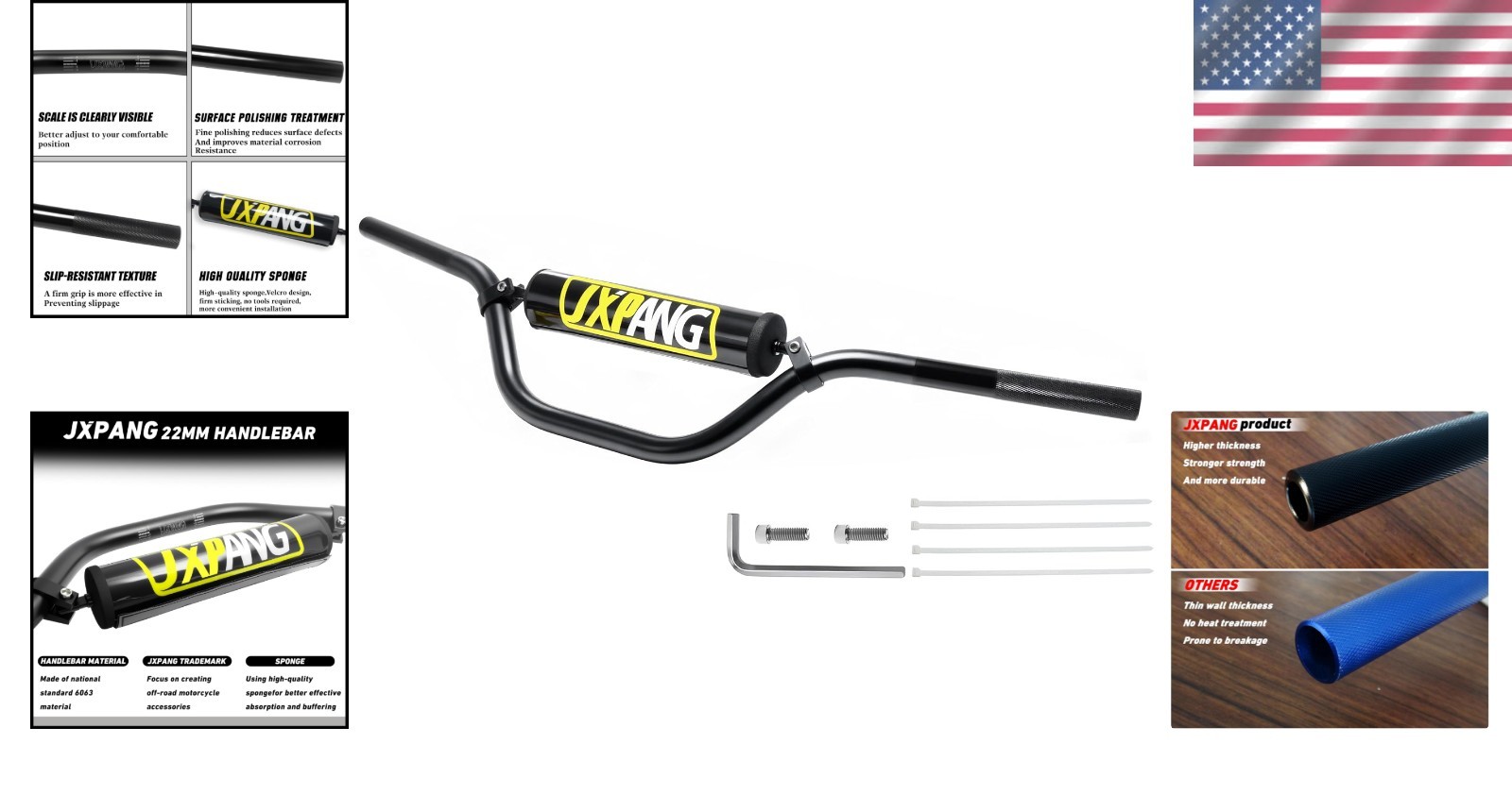 6063-T6 Aluminum 7/8 Inch Motocross Handlebars – Universal for ATV & Dirt Bikes
