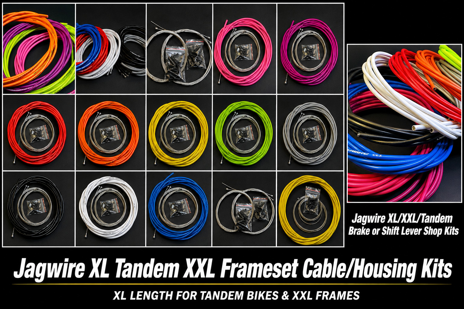 Jagwire XL Tandem Road MTB-Shift/Brake Cable/Housing Kits 4/5mm SRAM SHIMANO PRO