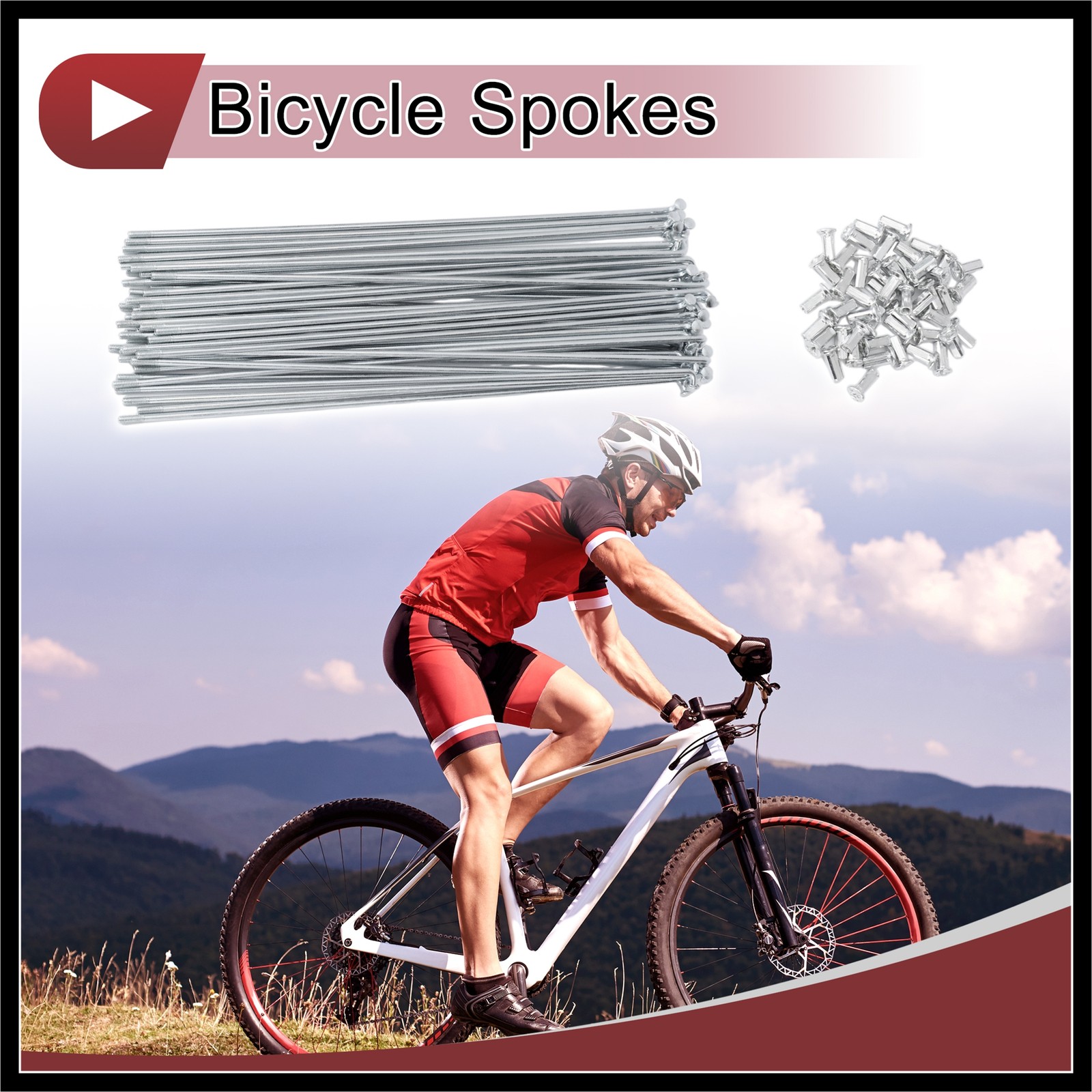 48 Set 10G Bicycle Spokes 250mm Bike Wheel Spoke Carbon Steel Galvanized