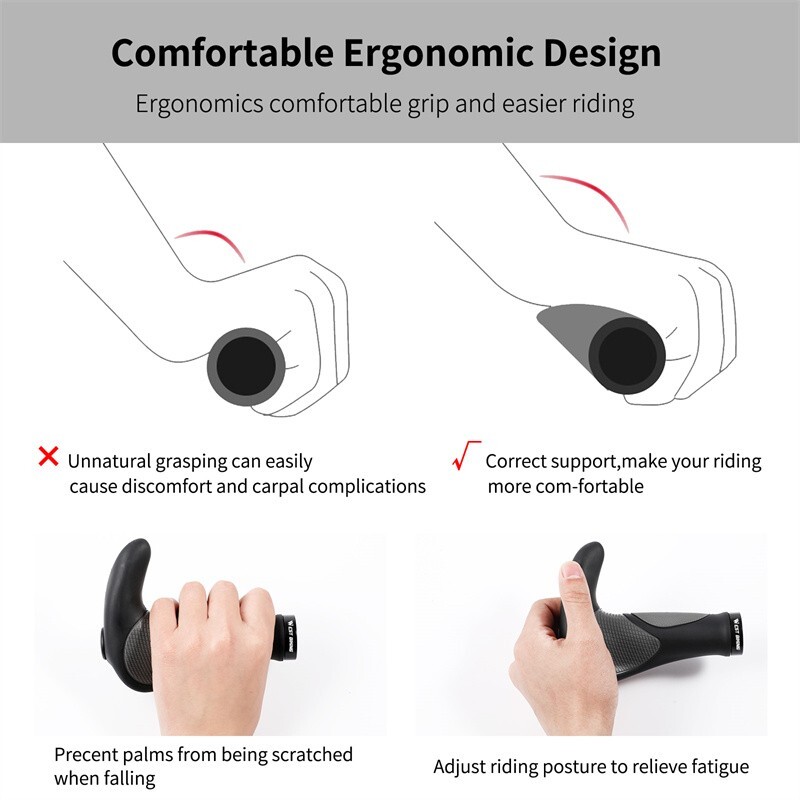 WEST BIKING Bike Grips Rubber Ergonomic Lock-on Bicycle Handlebar Bar Ends Plugs