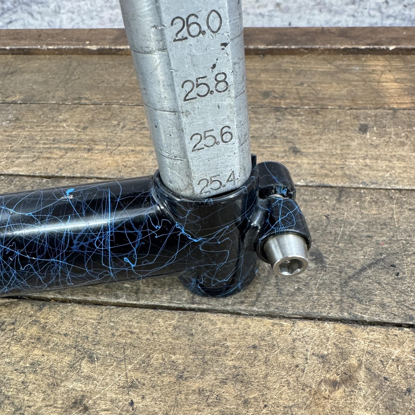 Vintage GT Quill Stem Blue Crackle Splatter 25.4 Quill 25.4 Clamp 80s MTB Cafe