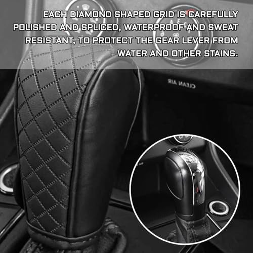 Leather Car Gear Shift Knob Cover, Anti-Slip Breathable Gear Stick Shift Red