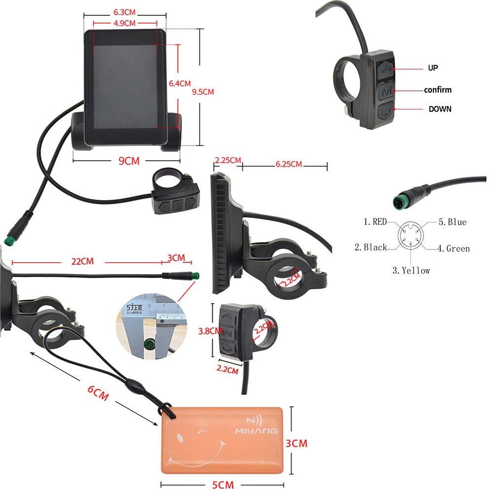 24V 36V 48V E-Bike Meter Electric Bicycle LCD Display Control Panel with WP Plug