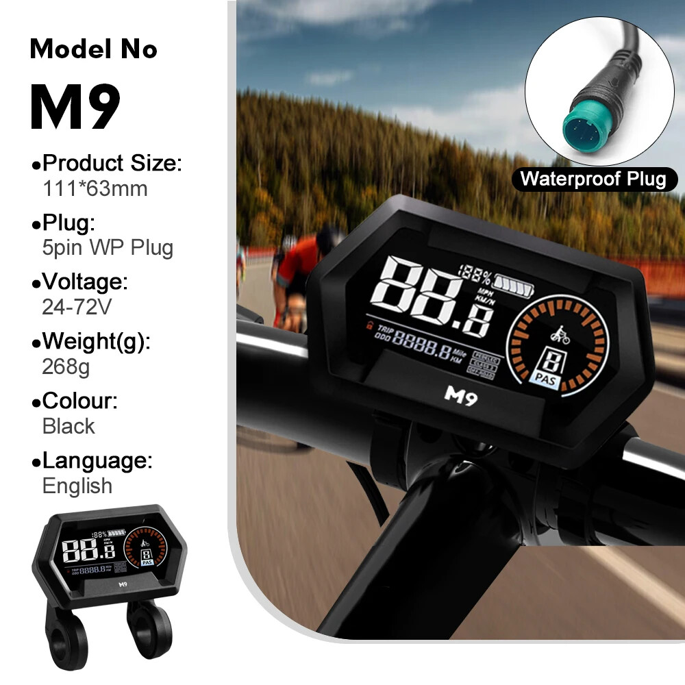 E-bike Display 24V 36V 48V 52V 60V 72V E-bike Colour SM/Waterproof Plug Display