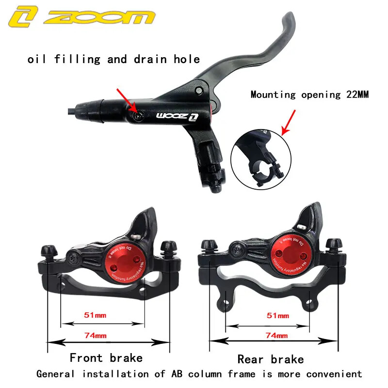 MT200 Mountain Bike Hydraulic Oil Brake Disc Brake Set Front Rear 800mm/1400mm