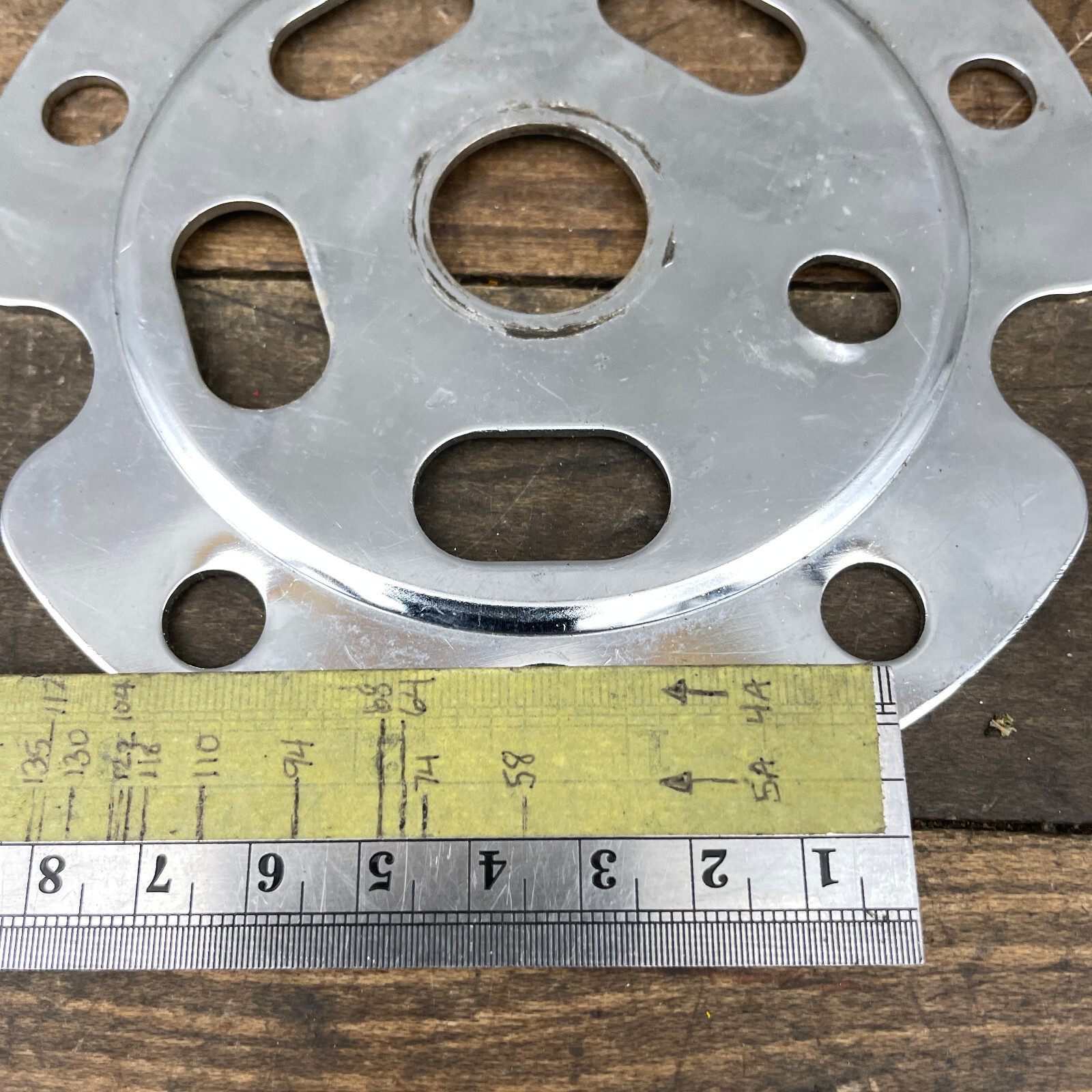 Old School BMX Power Plate Spider Chrome Disc 110 OG 80s Silver Freestyle