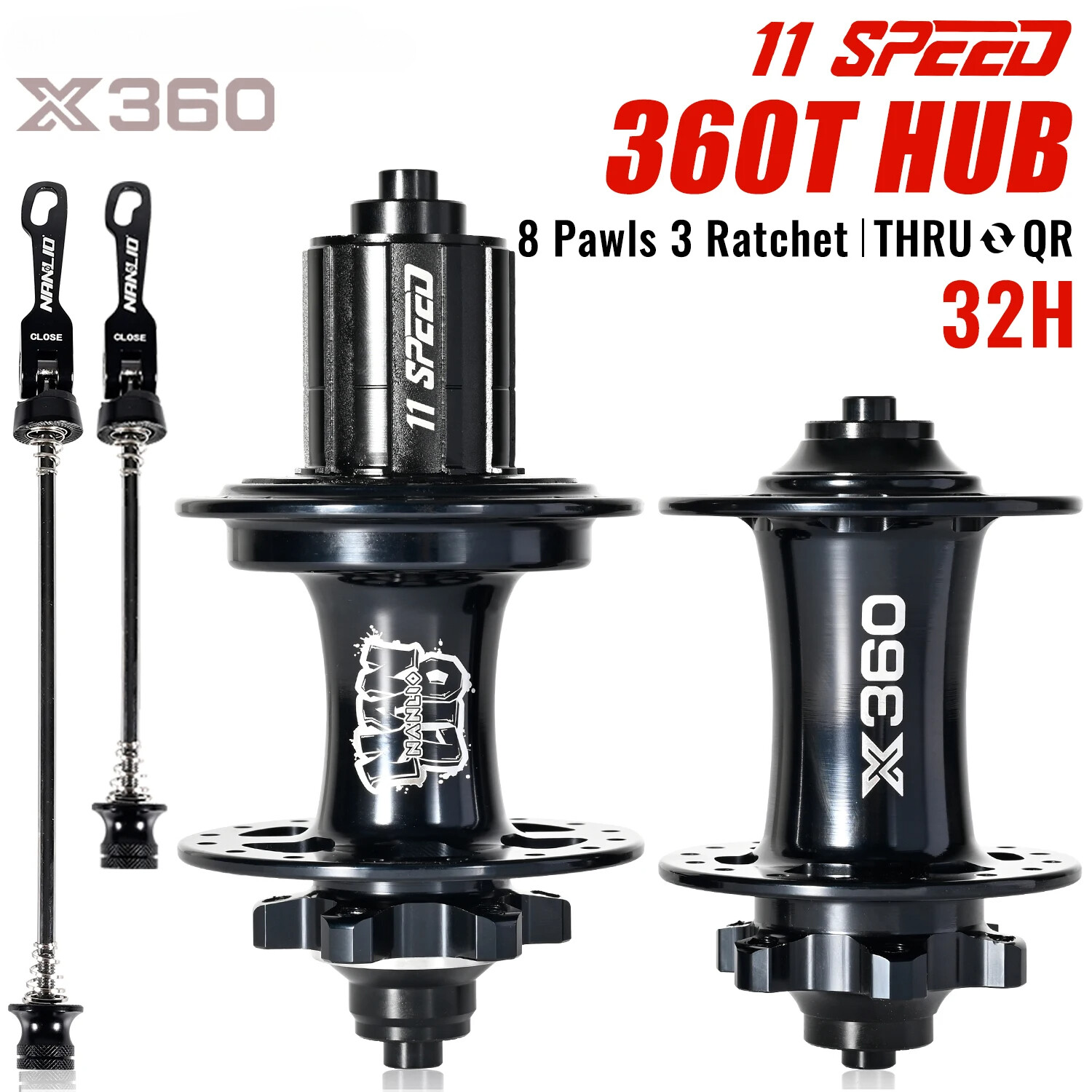360T Noise Hub 8 Pawls 3 Ratchet 32H Sealed Bearings Bike Wheel Hub HG 8-11S