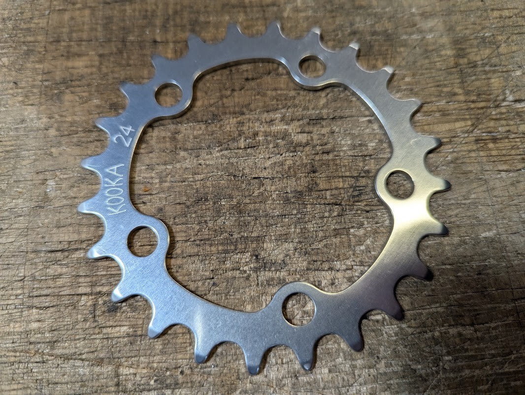 NOS KOOKA 24t 74 bcd chainring MTB vintage (silver/raw)