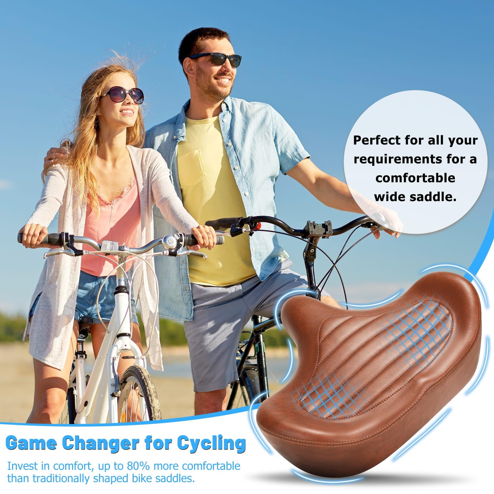 CDYWD Oversized Bike Seat for Men & Women Comfort, Extra Wide Bicycle Seat Cu…