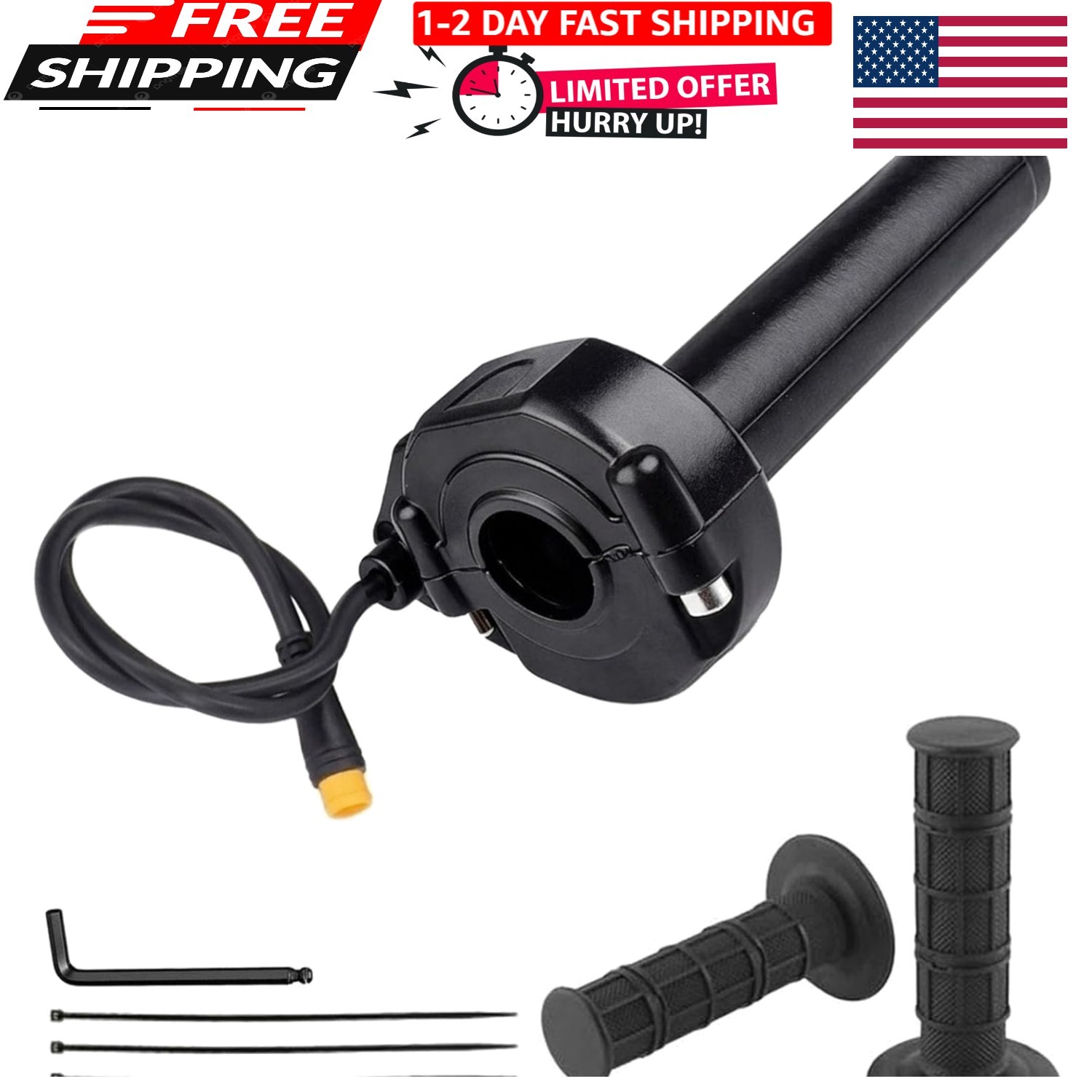 Ebike Full Twist Throttle with Rolling Bearing, Surron Style 3-Pin Waterproof…