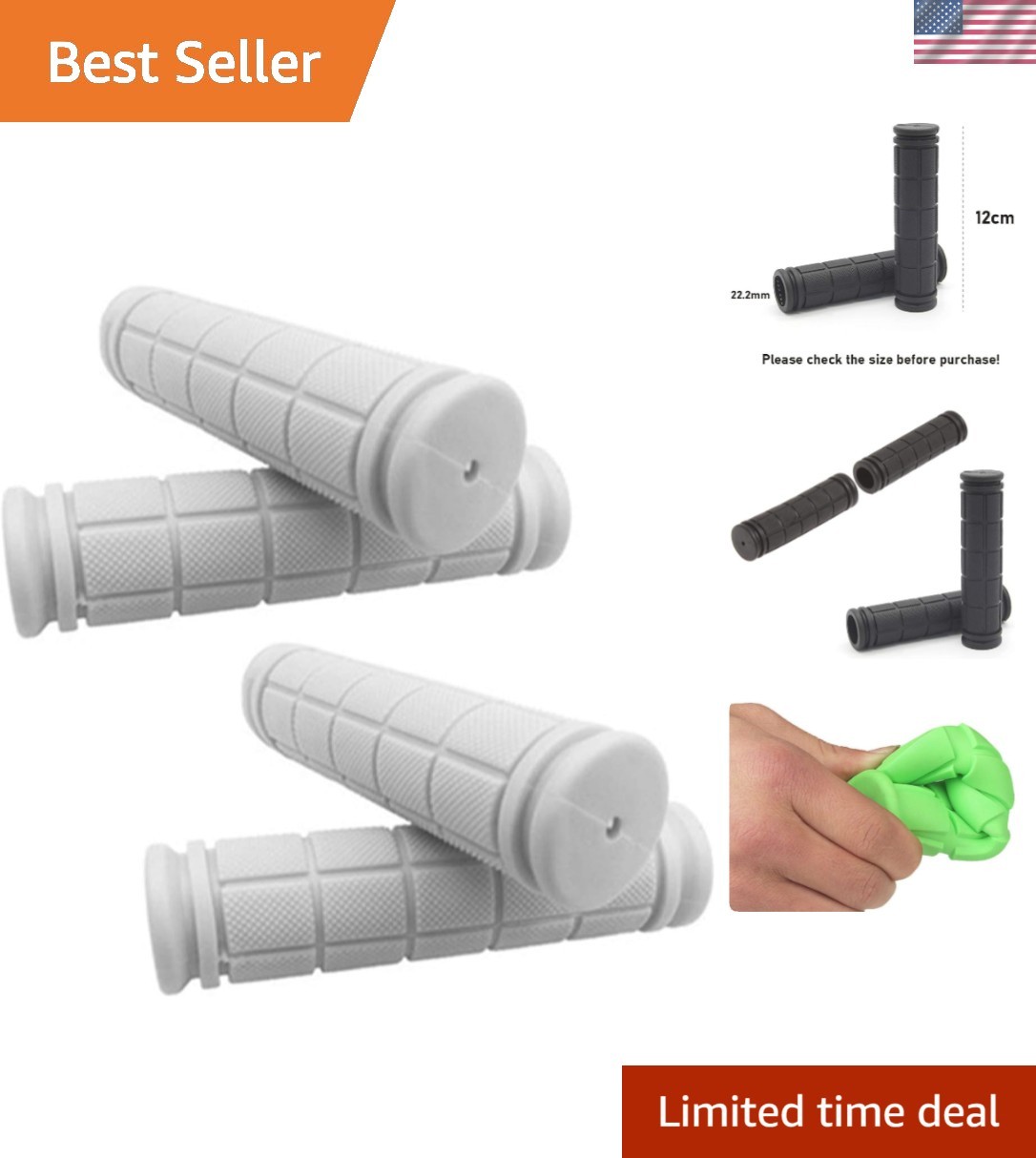 Colorful 4.7″ Rubber Handle Grips for Kids’ Bikes – Easy Install & Anti-Slip