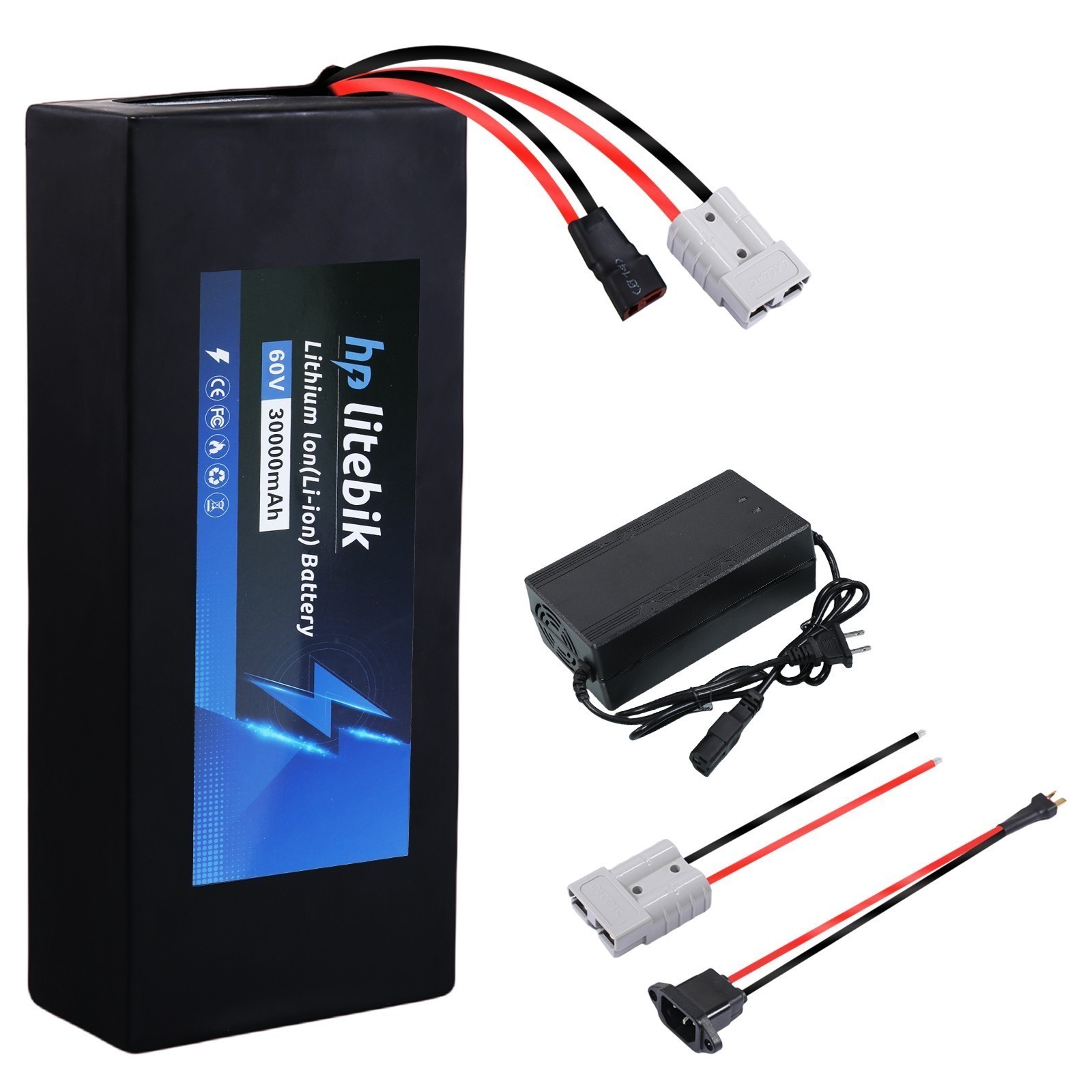 60V 30AH Ebike Lithium Battery for Electric Bicycle 200W-3000W Motors 50A BMS