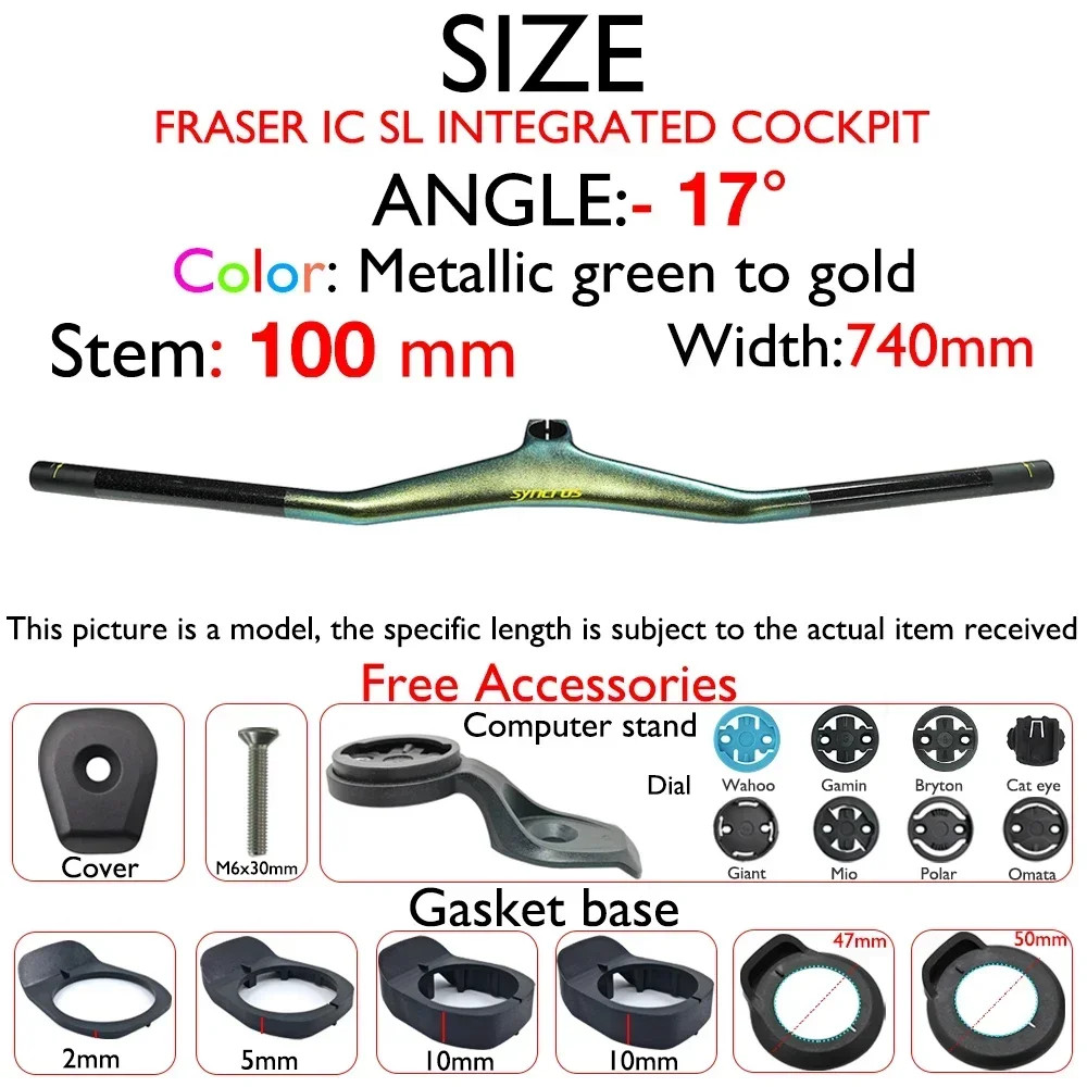 740mm MTB Carbon Integrated Handlebar with Bike Computer Mount 8° 17° 25°