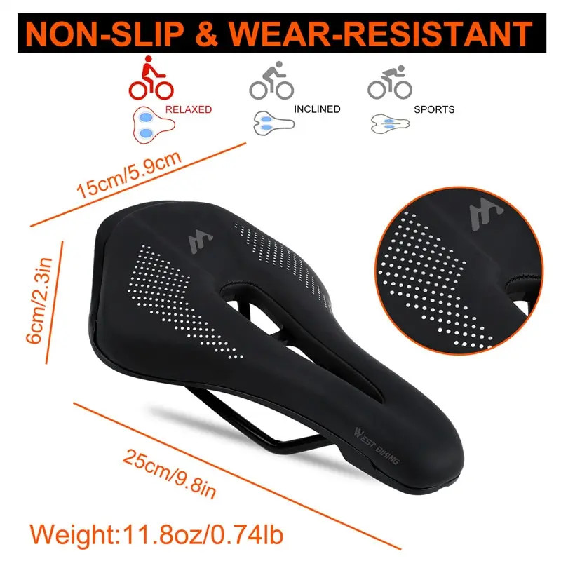 WEST BIKING Ultralight Mountain Bicycle Saddle MTB Short Nose Road Bike Seat PU