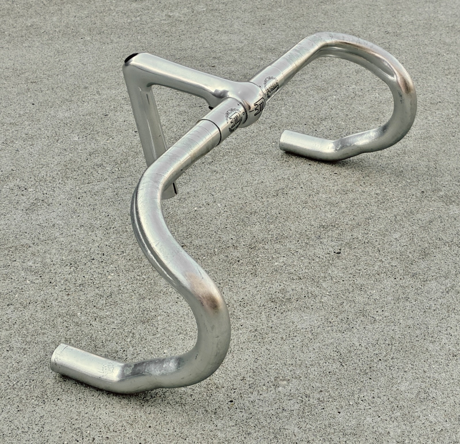 Vintage 3TTT Forma 42cm Handlebar and 11cm 3TTT Stem Italy Silver Ergo Classic