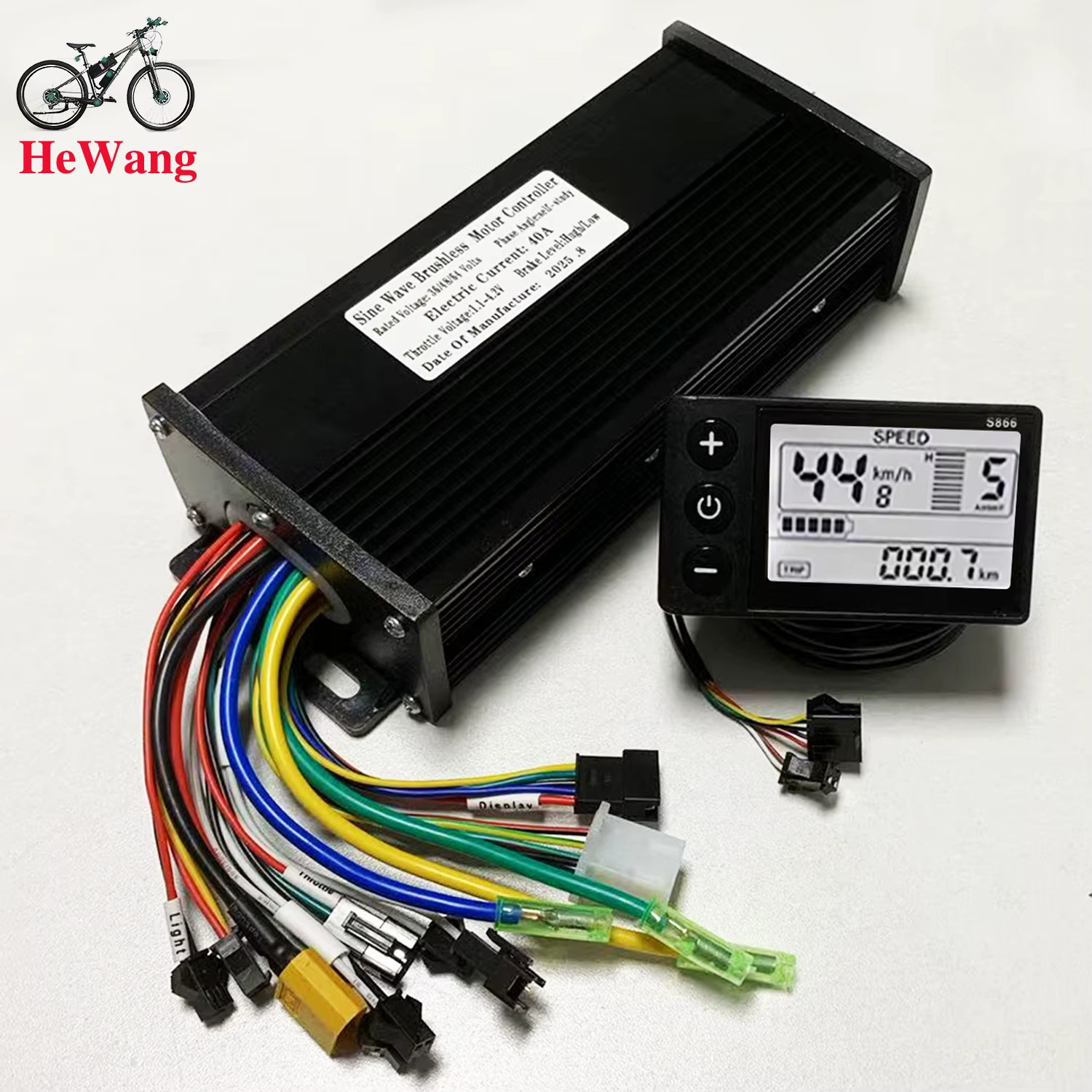 1000W-2000W 36V-60V E-Bike 3-mode Sine Wave Controller 40A with S866 LCD Meter (