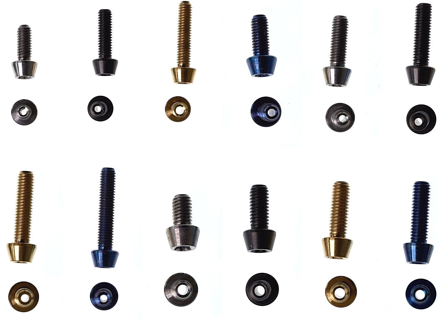 2 SUPER LIGHT Hollow Screws made of TITANIUM: 62% Lighter! 4 colors & 12 sizes!