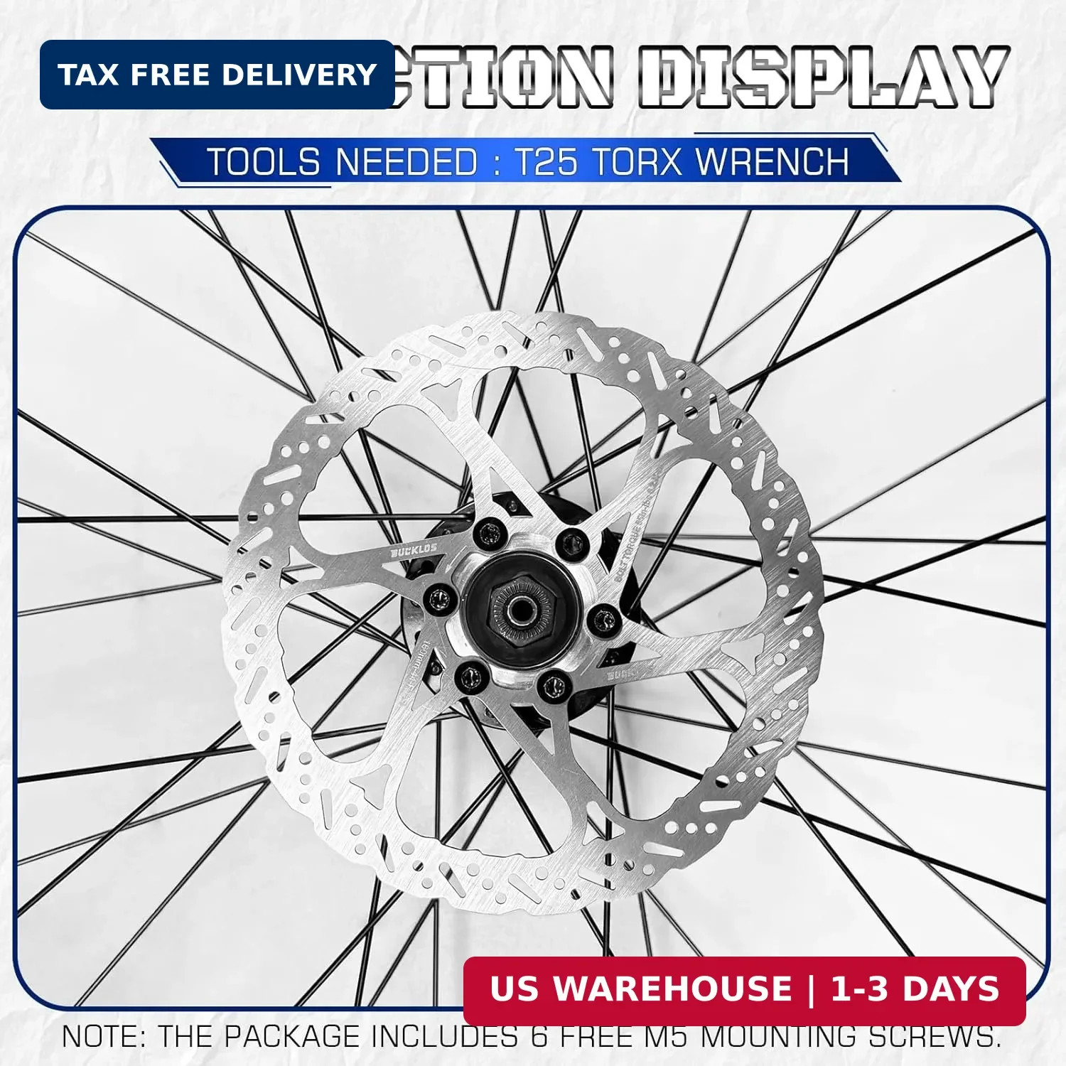 BUCKLOS RT58 140mm 160mm 180mm 203mm Bike Disc Brake Rotor with 6 Bolts, MTB Sta