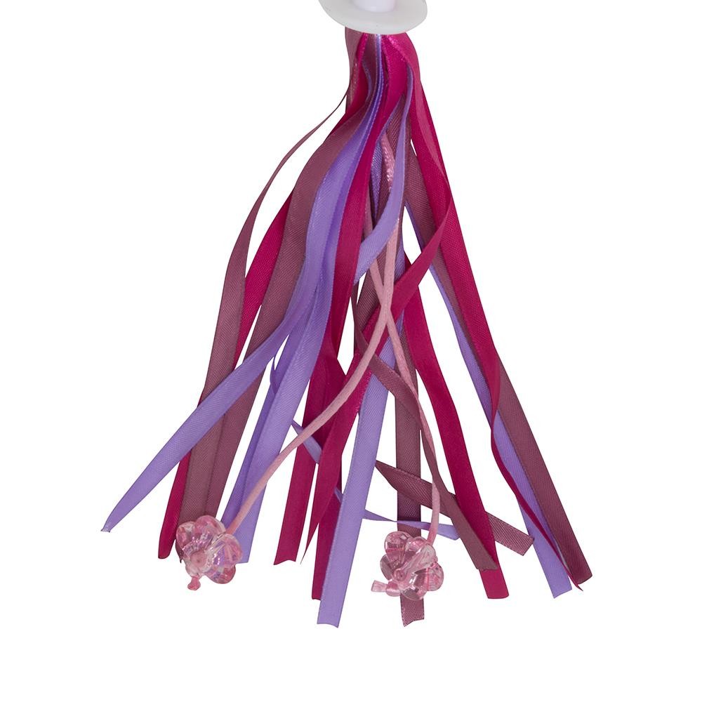 Kid’s Bicycle Bike Ribbon Streamers Grips Purple Pink Plastic Crystal Flower