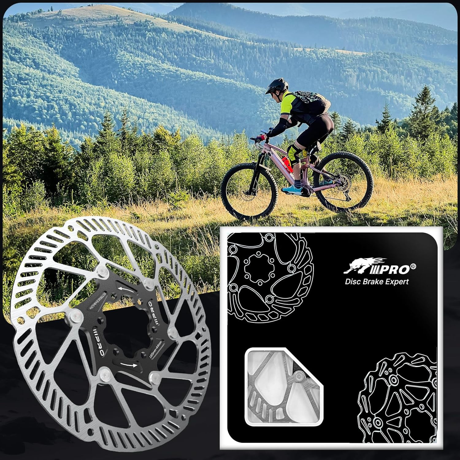 IIIPRO A2 140Mm 160Mm 180Mm 203Mm Floating Bike Disc Brake Rotor with 6 Bolts,Mt