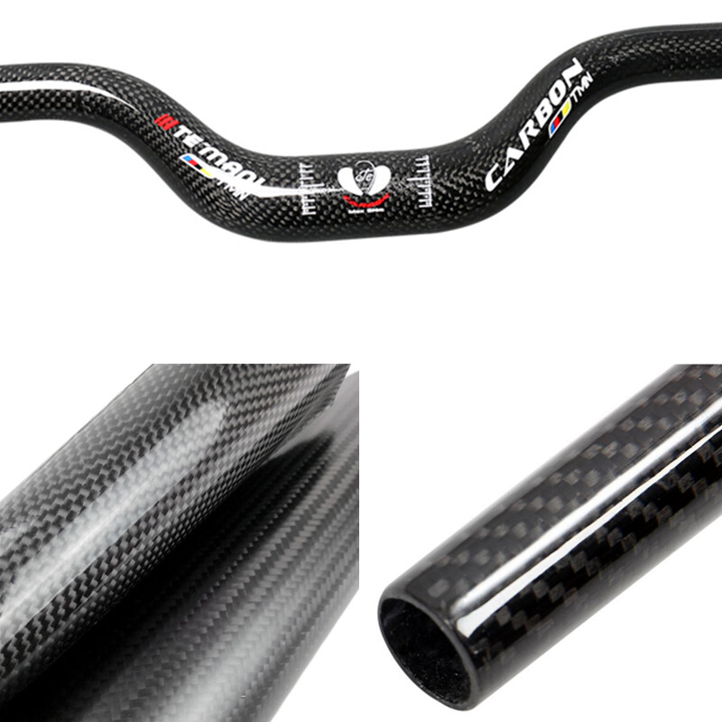 25.4/31.8mm Full Carbon Handlebar MTB Folding Bike Riser Bar 600-740mm Rise 55mm