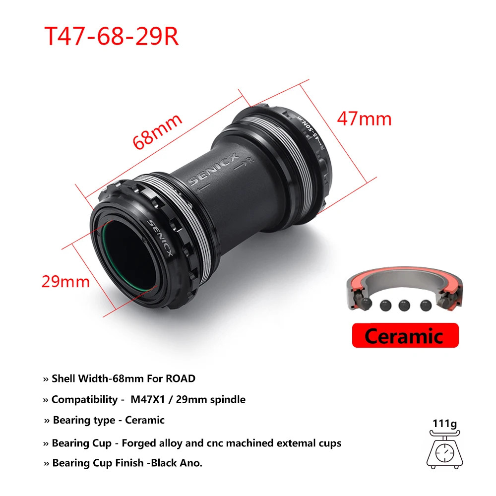 LINGMAI T47 Threaded Bottom Bracket 68/77/85.5mm 24mm DUB Ceramic Steel Bike