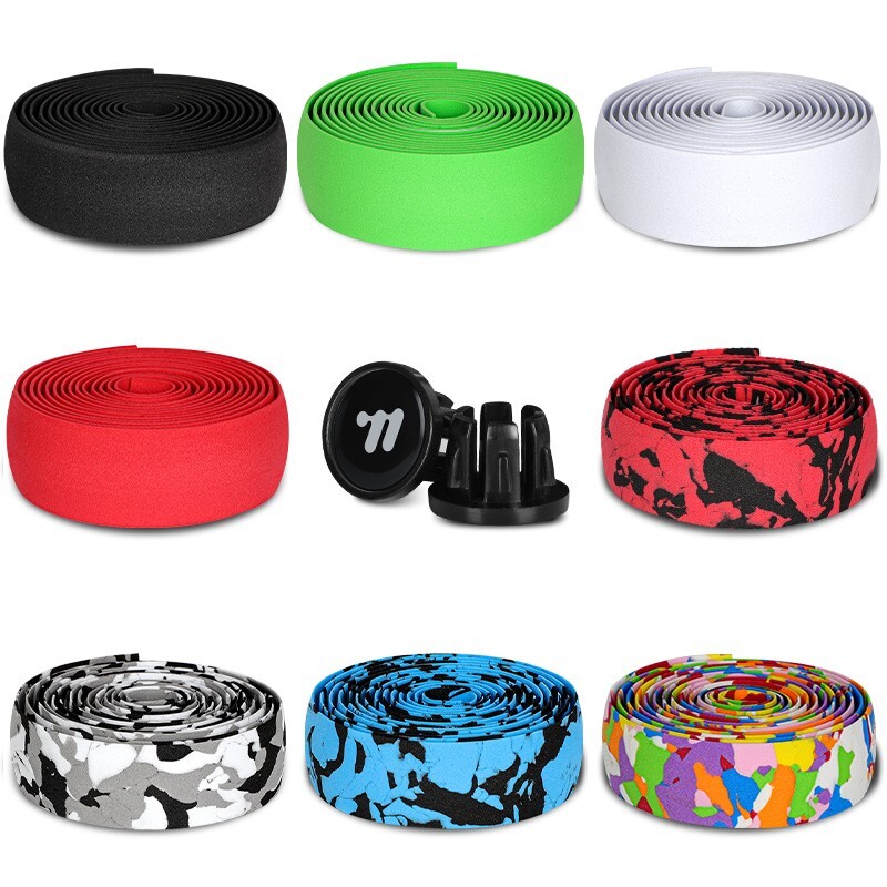 West Biking Road Bike Bicycle Handlebar Tape PU EVA Handlebar Tape Black One Pair