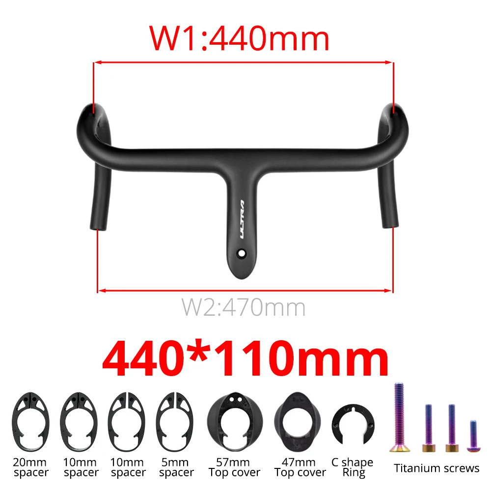 Lightweight Carbon Road Bike Integrated Handlebar 360mm-440mm with Mount 28.6mm