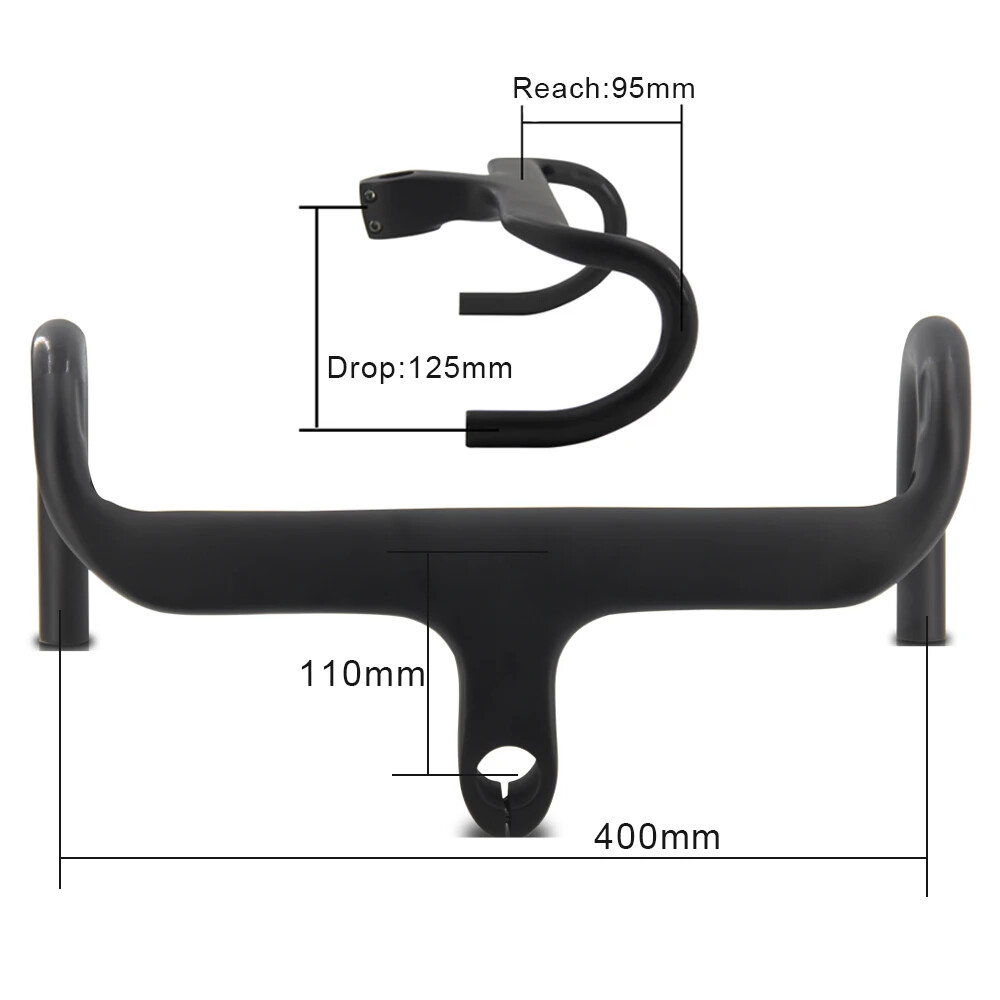 400/420/440mm Carbon Road Racing Bike Integrated Handlebar 1-1/8″ Drop Bar