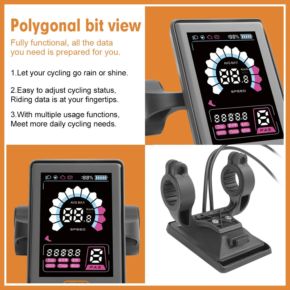 Electric Bike LCD UKS2 Color Display 36V 48V 52V 60V 72V 5 PIN Waterproof Plug
