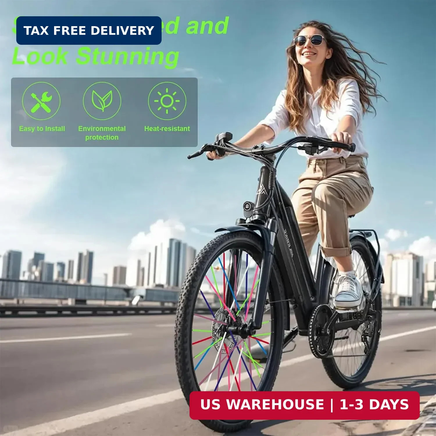 150 PCS Spoke Skins Spoke Covers 10 Colors Bicycle Spoke Covers Plastic Bike Whe