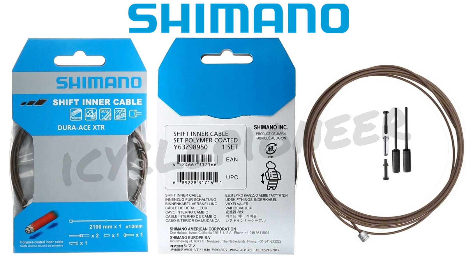 Shimano ST-R9100 XTR Polymer-coated (1.2mm X 2100mm) Shift Cable Set NIB