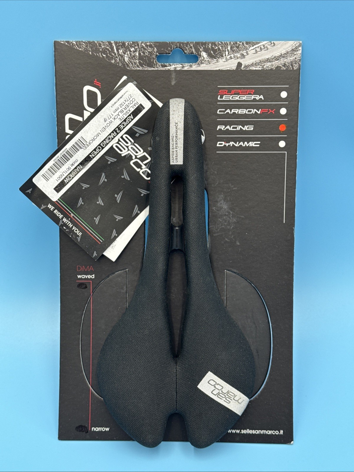 Selle San Marco ASPIDE 2 Racing Open Narrow XSilite Stainless Rails 277 x 132mm