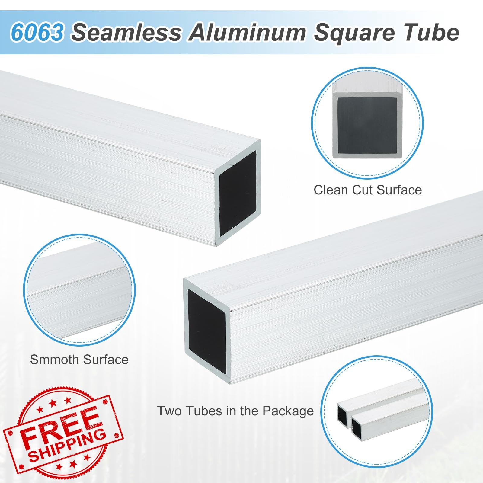 MECCANIXITY 2pc 15x15x1mm Aluminum Square Tube 6063 Metal Profile 355.6mm