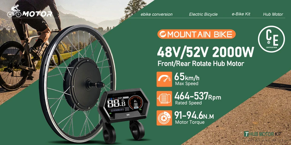 Ebike Bicycle Conversion Kit 72V 3000W Rear Rotate Hub Motor Wheel 20-29In 700C