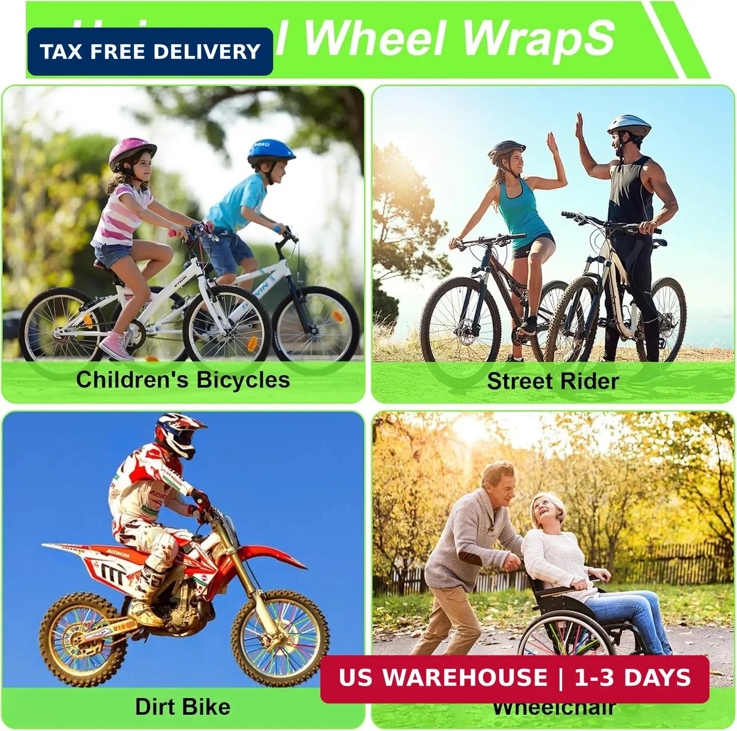 150 PCS Spoke Skins Spoke Covers 10 Colors Bicycle Spoke Covers Plastic Bike Whe