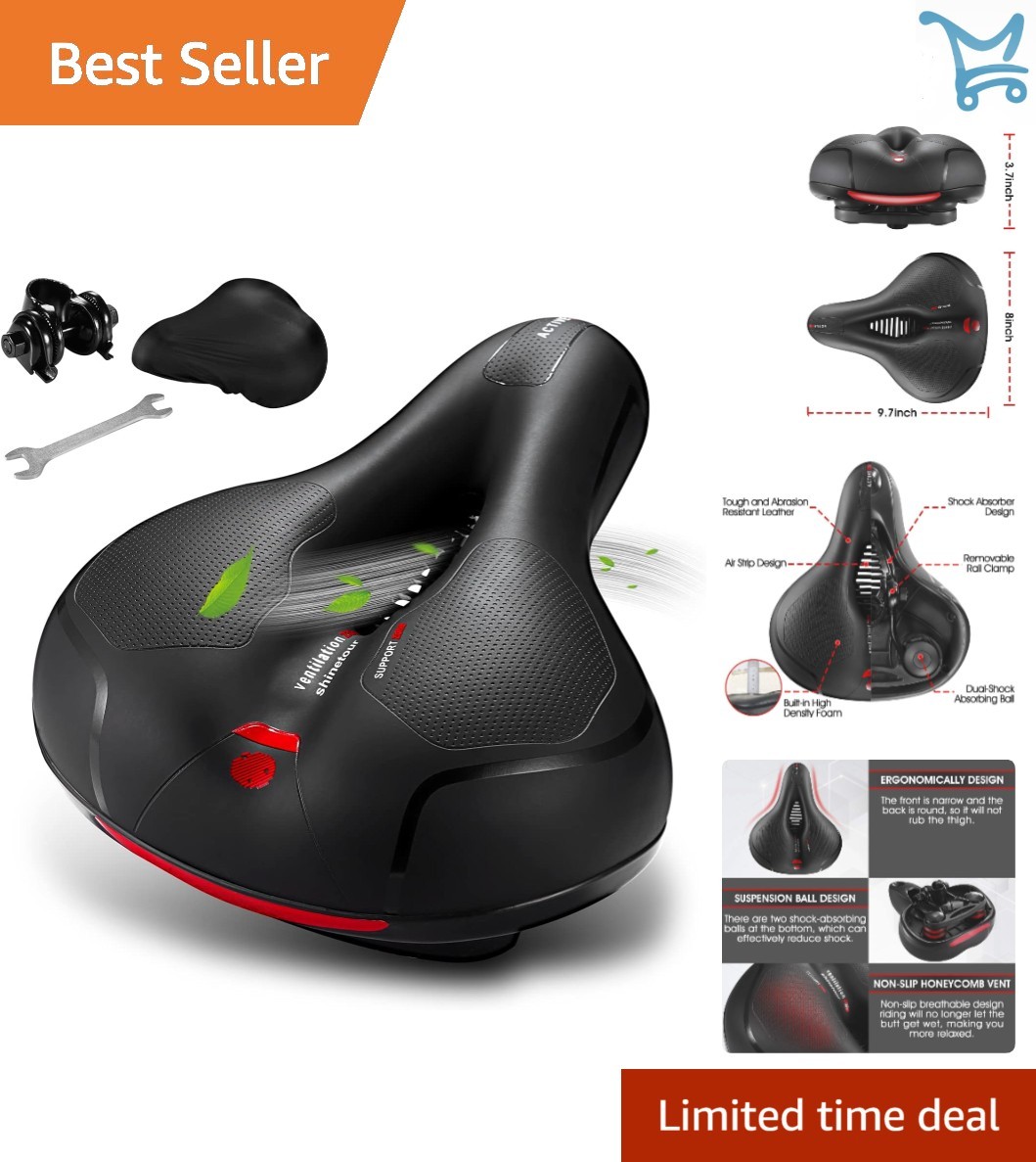 Comfortable Waterproof Bike Seat Cushion for Men Women Memory Foam Shock Abso…